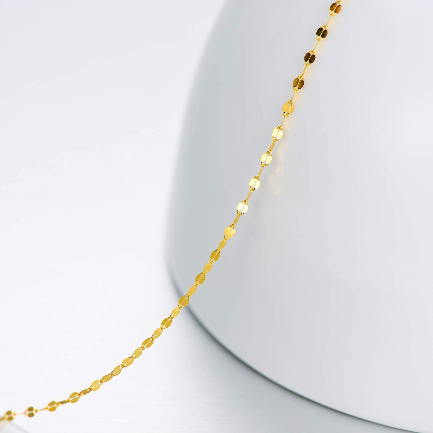 SISGEM 10K Solid Gold Mirror Chain Necklace, 1.8MM Real Yellow Gold Italian Mirror Link Chain Necklace Jewelry Gift for Women 22" (22 Inches)
