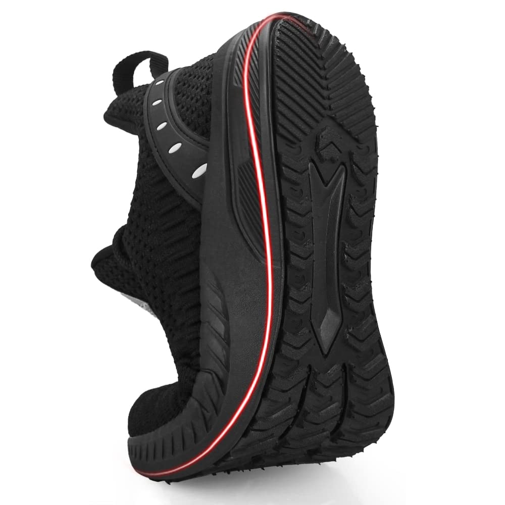 Feethit Mens Slip On Walking Shoes Blade Tennis Shoes Non Slip Running Shoes Lightweight Workout Shoes Breathable Mesh Fashion Sneakers All Black Size 10