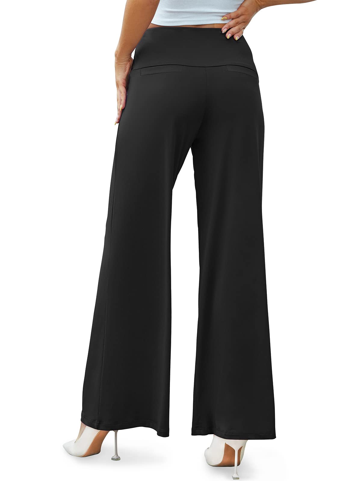 Arolina Women's Stretchy Wide Leg Palazzo Lounge Pants Casual Comfy High Waist Palazzo Pants Black