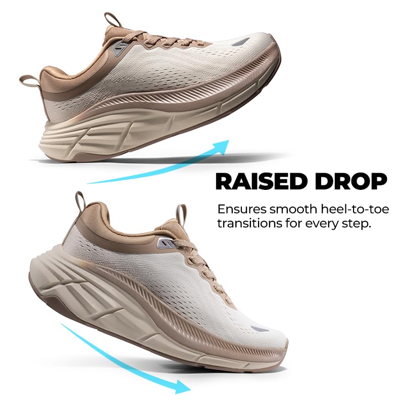 NORTIV 8 Women's Walking Shoes Cushion Comfortable ActiveBreeze Running Tennis Shoes Non-Slip Workout Gym Sports Athletic Breathable Fashion Sneakers,Size 7.5,Beige/Khaki,SNWS248W