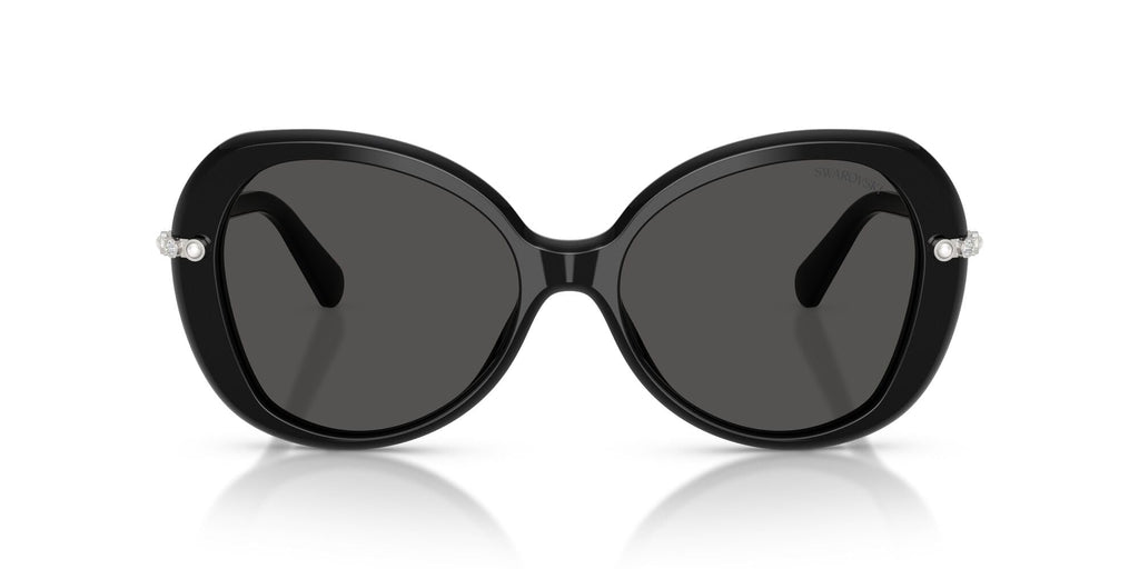 Swarovski Women's SK6059F Low Bridge Fit Butterfly Sunglasses, Black/Dark Grey, 55 mm