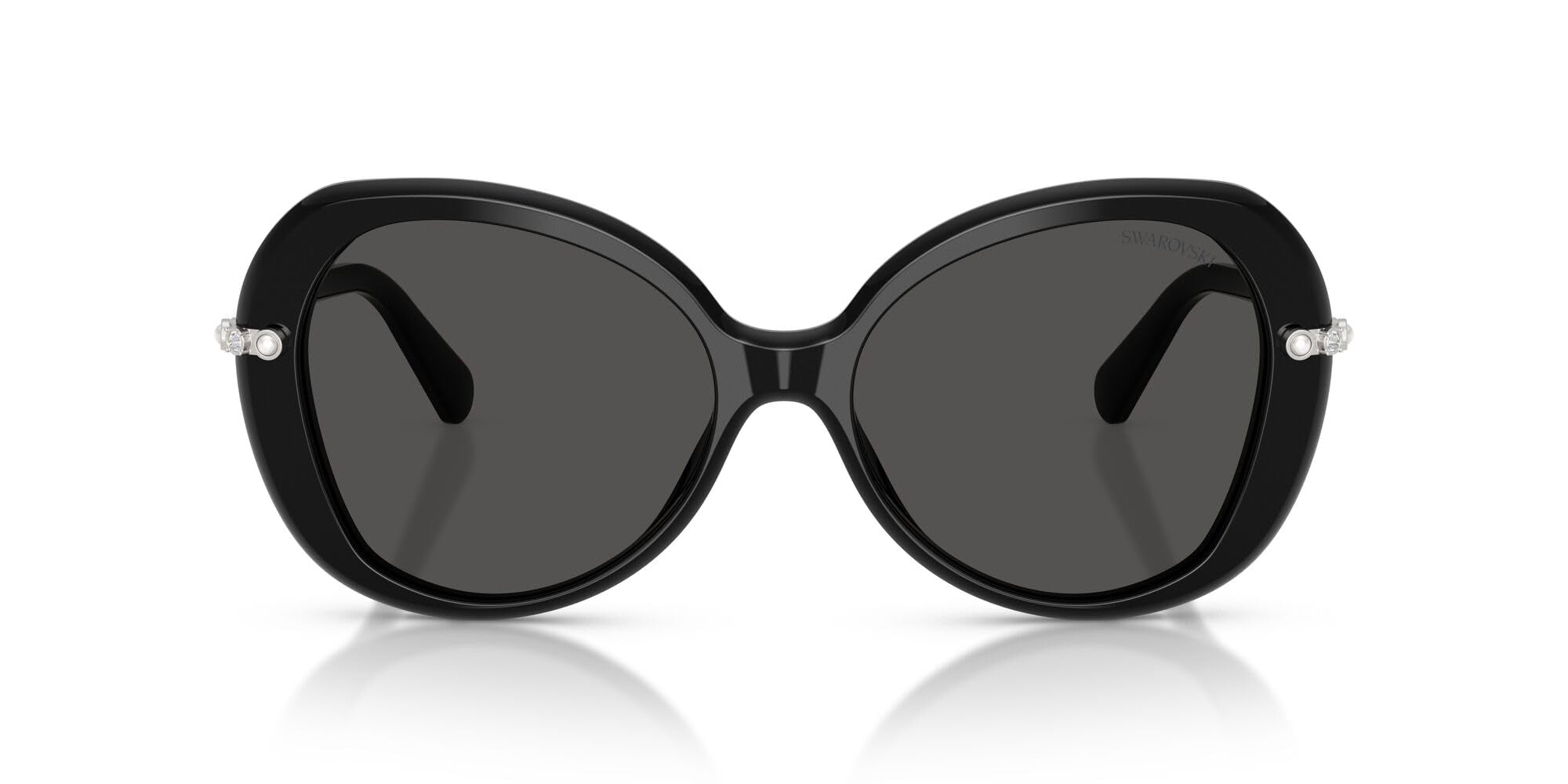 Swarovski Women's SK6059F Low Bridge Fit Butterfly Sunglasses, Black/Dark Grey, 55 mm