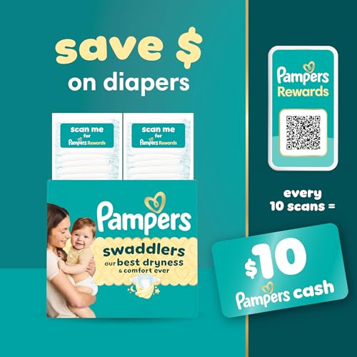 Pampers Swaddlers Disposable Baby Diapers Size 1, 198 Count with Sensitive Water Based Baby Wipes 4X Pop-Top Packs (336 Count)