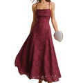 RIHOAS Women's Maxi Dresses Wedding Guest Dress Elegant A-Line Long Square Neck Backless Sling for Beach Wedding Party Vacation Wine Red M