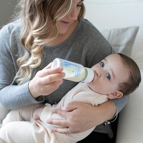 Dr. Brown's Anti-Colic Options+ Narrow Glass Baby Bottle with Level 1 Slow Flow Nipple, BPA-Free, 4 oz/120mL, 4-Pack