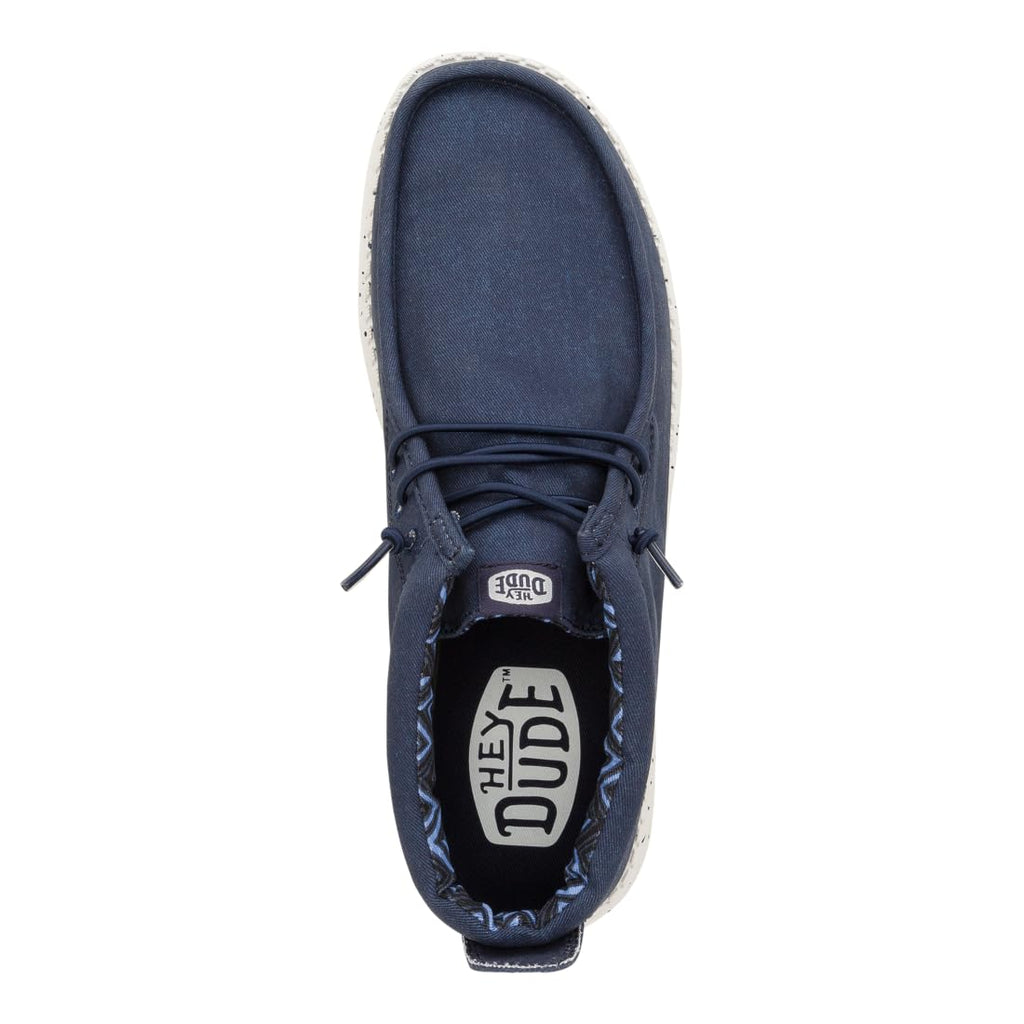 HEYDUDE Wally Mid Stretch Canvas Navy Blazer Size 11, Men's Boots, Pull on Boots, Comfortable & Light-Weight