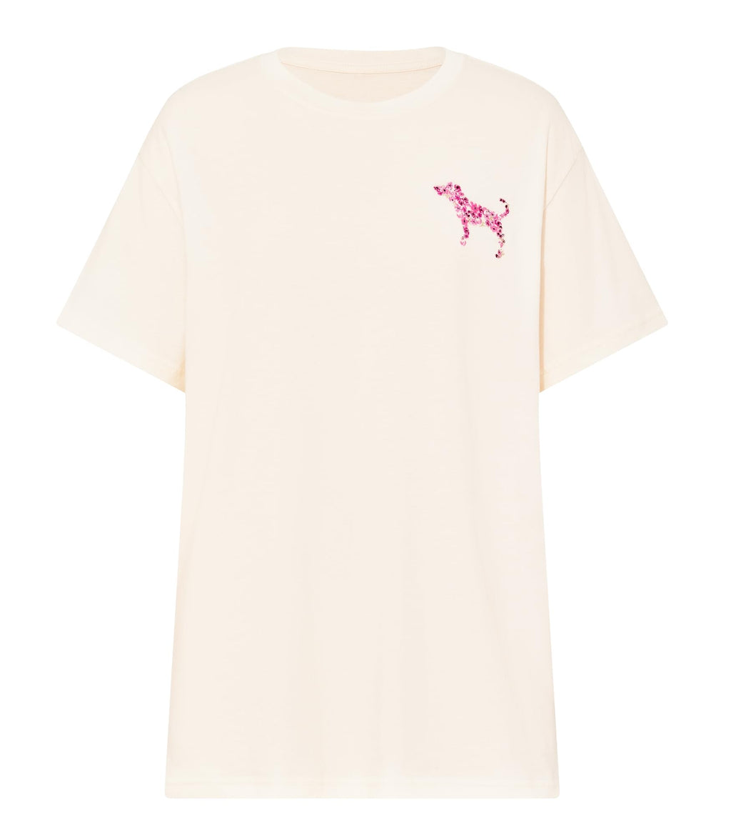 Victoria's Secret Pink Women's Oversized Campus Cotton T-Shirt, Winter White, (XS)