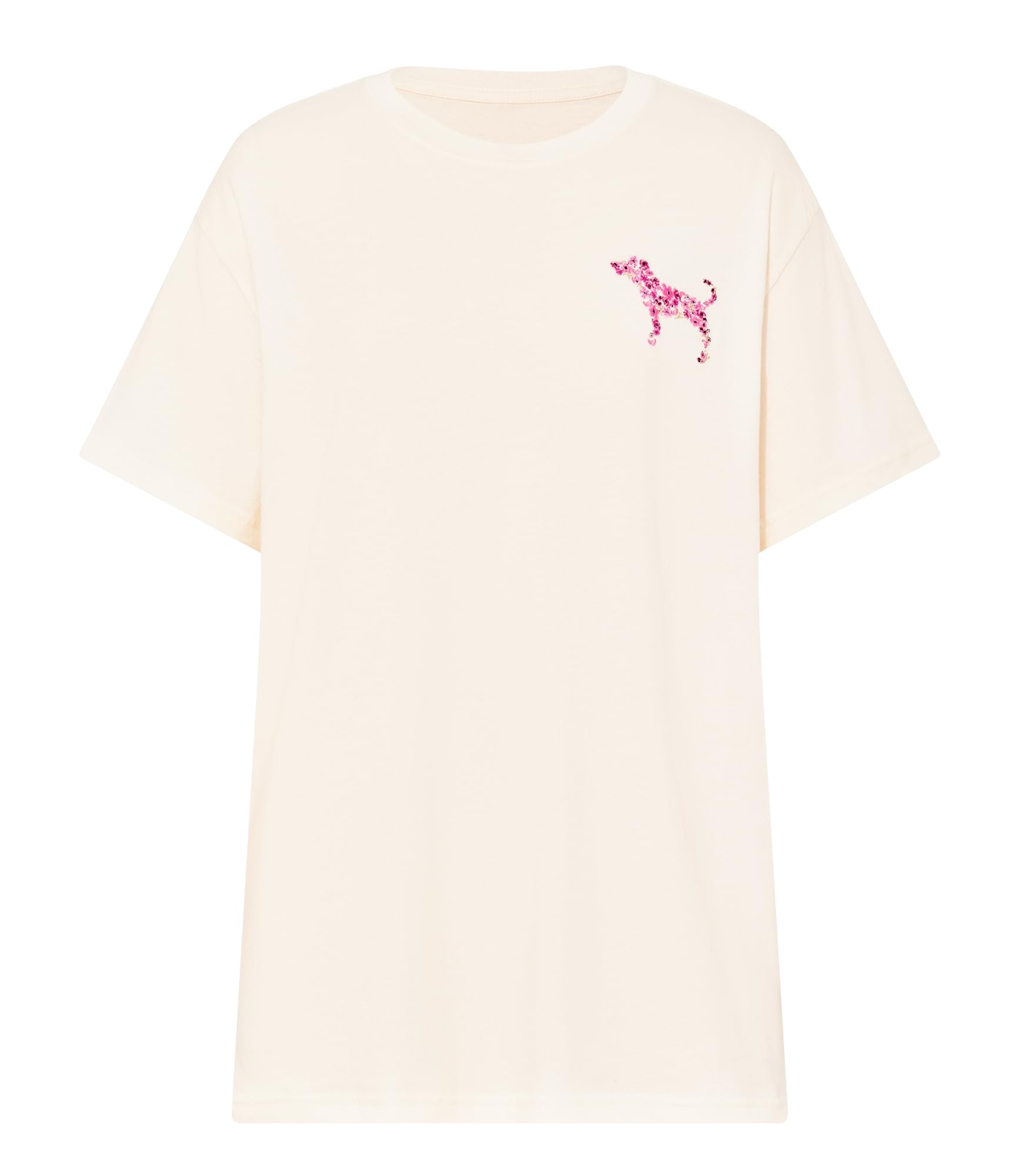 Victoria's Secret Pink Women's Oversized Campus Cotton T-Shirt, Winter White, (XS)