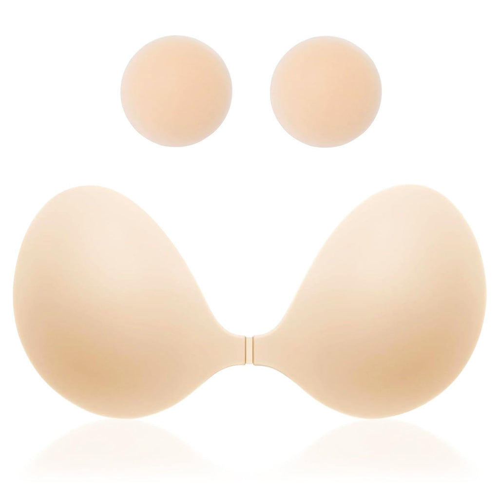 MITALOO 2025 Adhesive Bra Upgraded Silicone Push Up Invisible Sticky bras Breast Covers for Women Nude