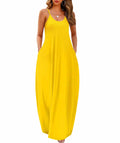 Wolddress Sleeveless Sundress Flowy Party Maxi Dress Adjustable Spaghetti Straps Dress for Daily Wear Work Coffee Shopping, Fall Outings Maternity Gender Reveal Soft Lightweight Yellow Large