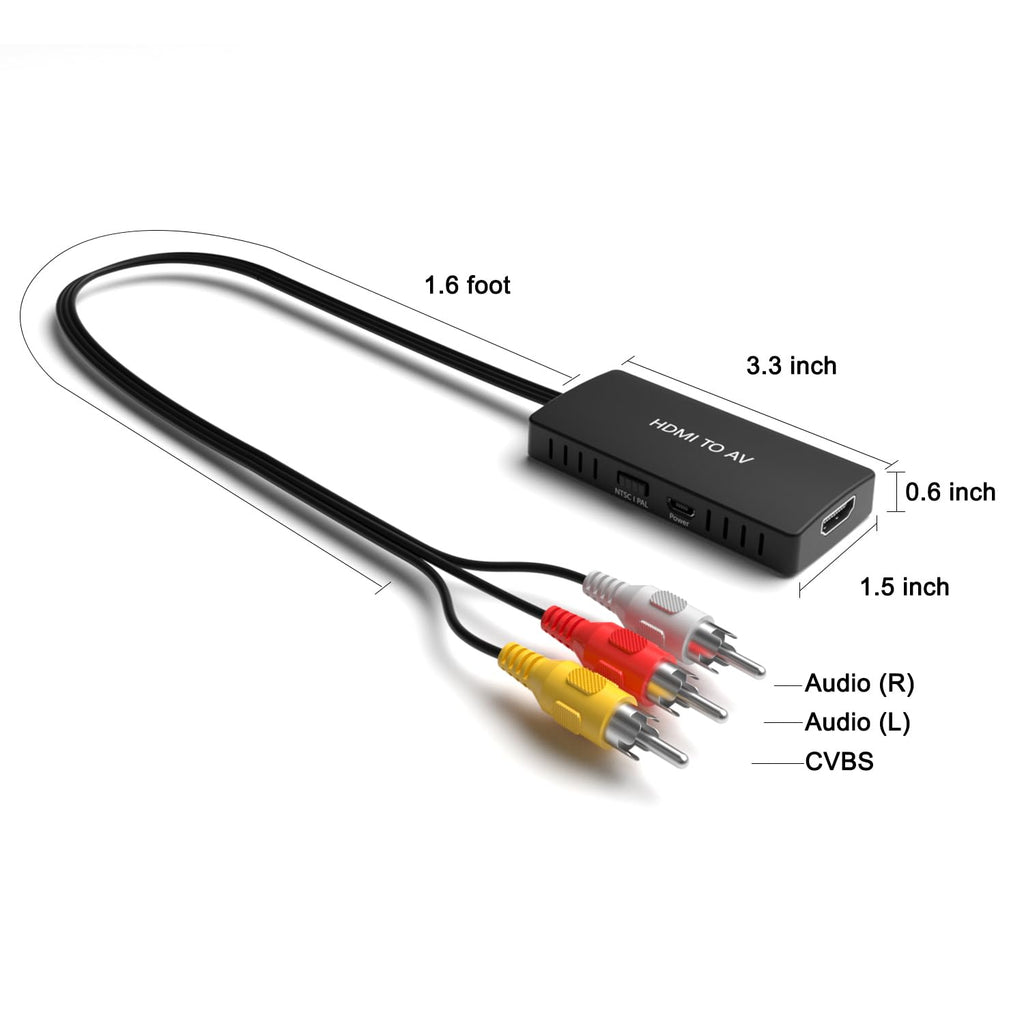 Dingsun HDMI to RCA Converter Adapter HDMI to Older TV Adapter for Apple TV, Roku, Fire Stick, DVD, Blu-ray Player ect.