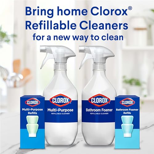 Clorox Bathroom Foamer Refill Cartridge for Clorox Bathroom Foamer Reusable Spray Bottle, Household Essentials, Fresh Scent, 2 Spray Refills