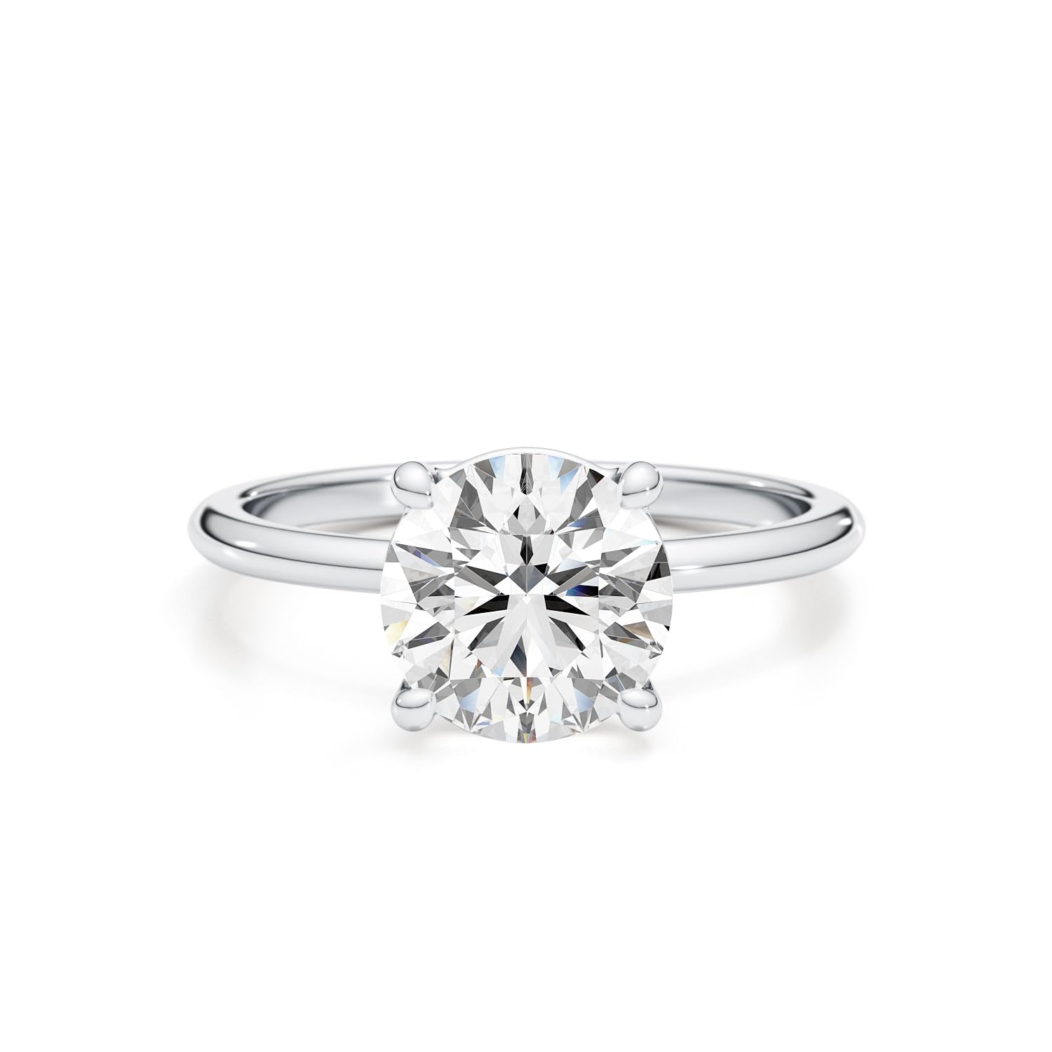 GLAM AND GEMS IGI Certified 3 Carat Lab Grown Diamond Solitaire Engagement Ring for Women - 14k White Gold Promise Ring for Her - Round Cut 4-Prong Setting (E, VS1, 3.00 cttw) Anniversary Ring Size 6