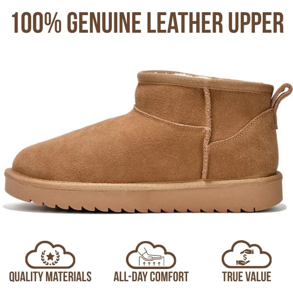 Project Cloud 100% Genuine Leather Ankle Boots for Women - Water Resistant with Memory Foam Insole Winter Boots for Women - Trending Shoes & Comfortable Women's Ankle Boots (Hippy, Chestnut, 8.5)