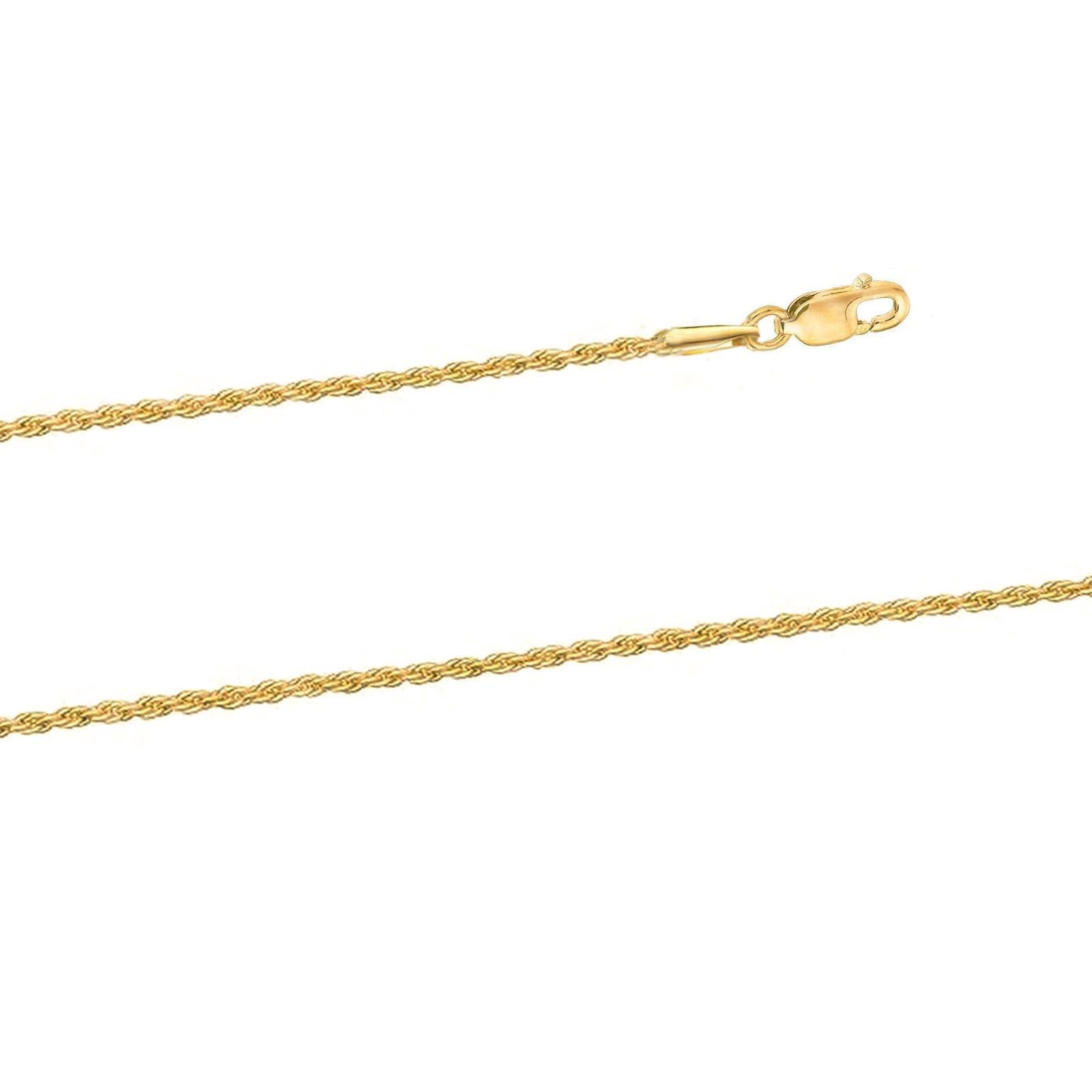 GOLDPAR 14k Yellow Gold Solid Rope Chain 1.5MM Necklace for Women and Men Jewelry with Lobster Clasp - 18"