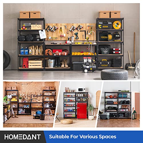 HOMEDANT 35.9" W Deep Width 5 Tier Heavy Duty Garage Shelving Adjustable Metal Rack Storage Shelves Standing Shelf Unit Organizers Pantry Closet Black 1Pack