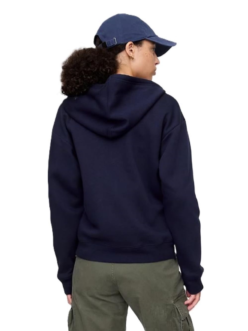 GAP Women's Logo Hoodie Hooded Full Zip Sweatshirt Navy Uniform II M