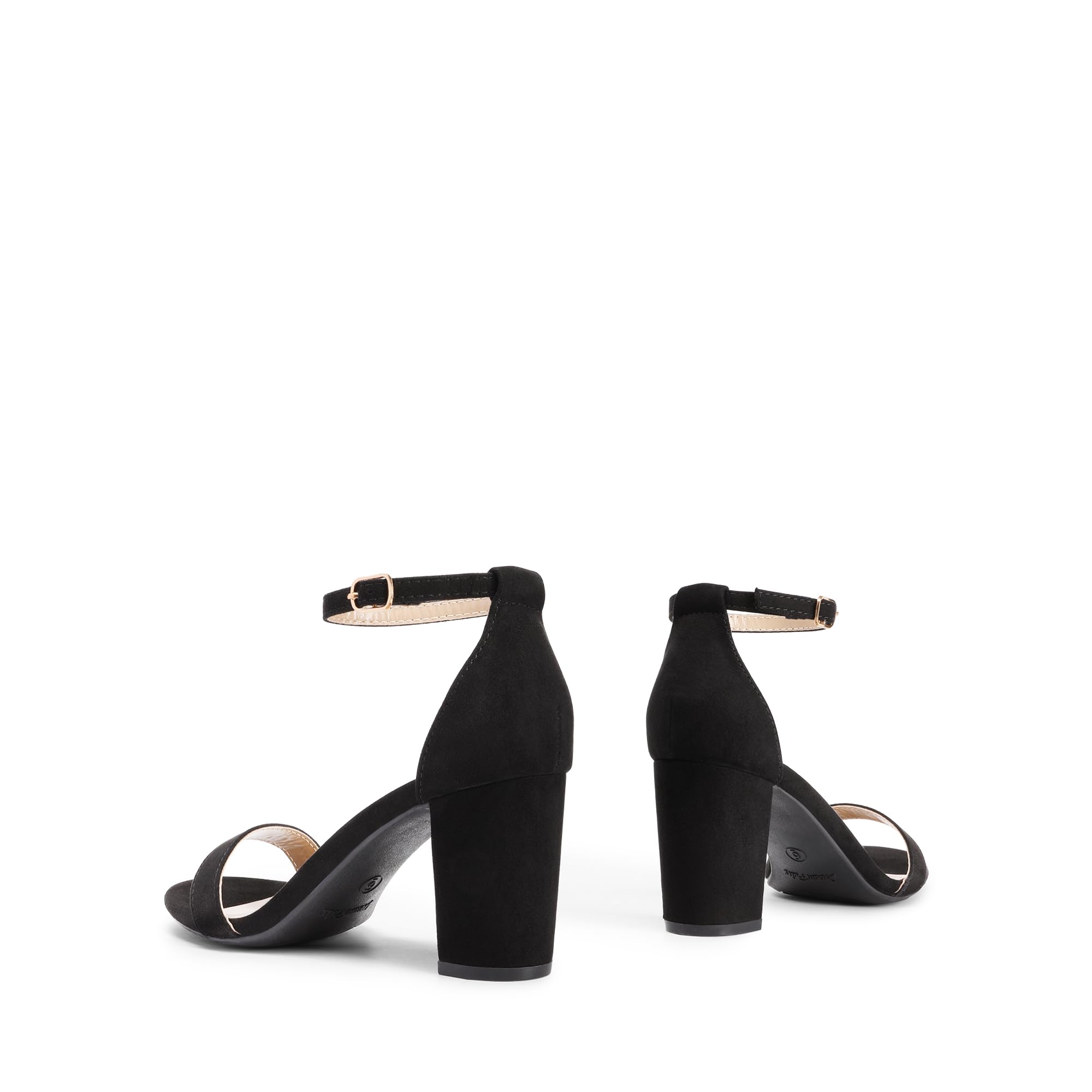 DREAM PAIRS Women's Chunk Low Heel Pump Sandals,Size 6,Black/Suede,CHUNK