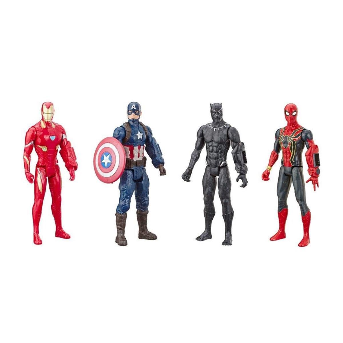 Marvel Avengers Endgame Titan Hero Series 12" Action Figures Captain America, Iron Spider, Black Panther, and Iron Man (4 Action Figures)