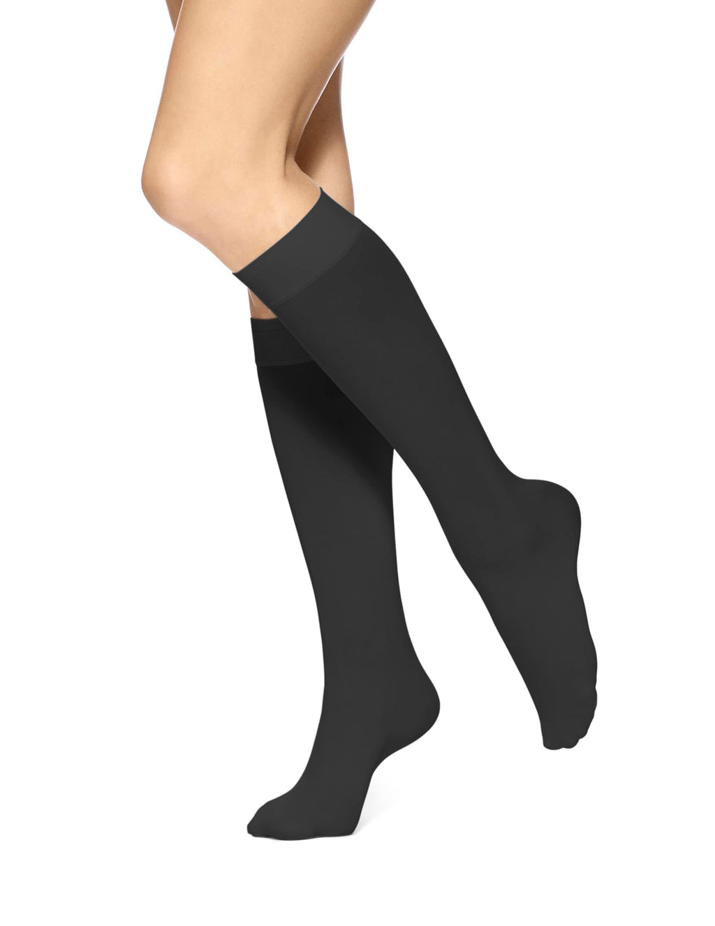 HUE womens Soft Opaque Knee High (Pack of 3) dress socks, Black, 1 US