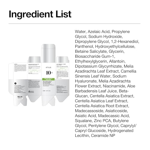Anua Azelaic Acid 10 Hyaluron Redness Soothing Serum, Facial Serum for Blemish-Prone & Oily-Prone Skin, Lightweight & Hydrating Blemish Care, Hyaluronic Acid, Korean Skincare, 1.01 fl oz.