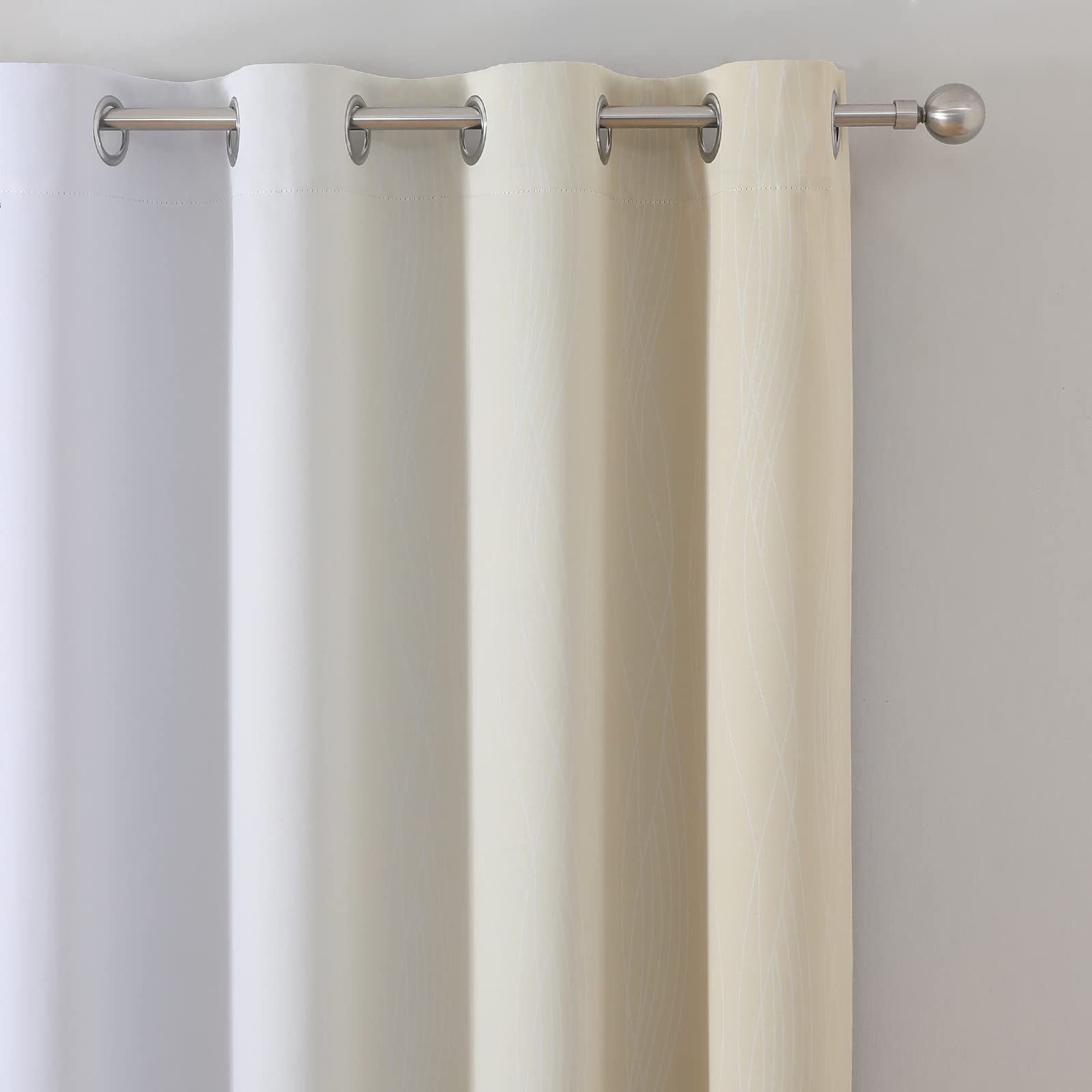 Estelar Textiler Beige and Greyish White Blackout Curtains for Living Room, Full Room Darkening Gradient Drapes for Bedroom, Thermal Insulated Ombre Grommet Curtains for Dining Room,52Wx84L,2 Panels