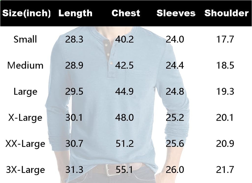 Olidarua Mens Fashion Long Sleeve Henley Shirts Casual Button T Shirts with Pocket