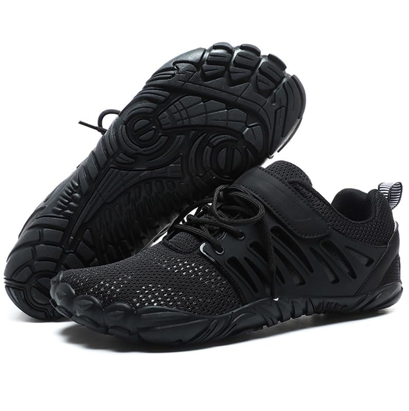 MIFAWA Barefoot Shoes Men Wide Toe Box Zero Drop Water Shoes Men for Gym Workout Minimalist Weightlifting Cross-Trainer Running Hike Grounded Footwear Black