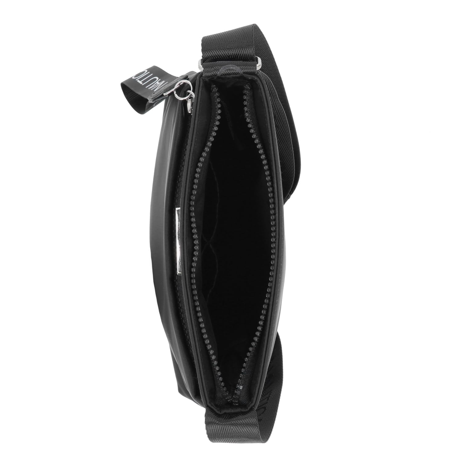 Nautica Women's Diver Nylon Small Women's Crossbody Bag Purse with Adjustable Shoulder Strap in Black Enamel