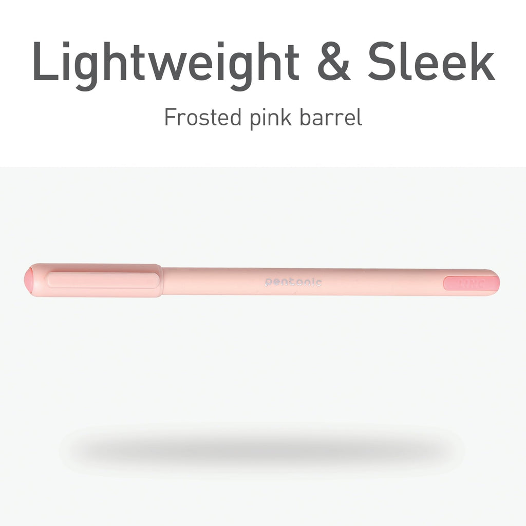 Pentonic Ballpoint Pens, 10 Count, Frosted Pale Pink Barrel with Red Ink, 0.7 mm Fine Point, Smooth Writing For Journaling & Note Taking (PEN13087)