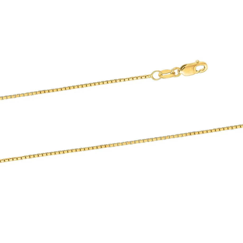 GOLDPAR 14k Yellow Gold Real Solid Box Chain 1.05MM Necklace for Women Jewelry with Lobster Clasp - 20"