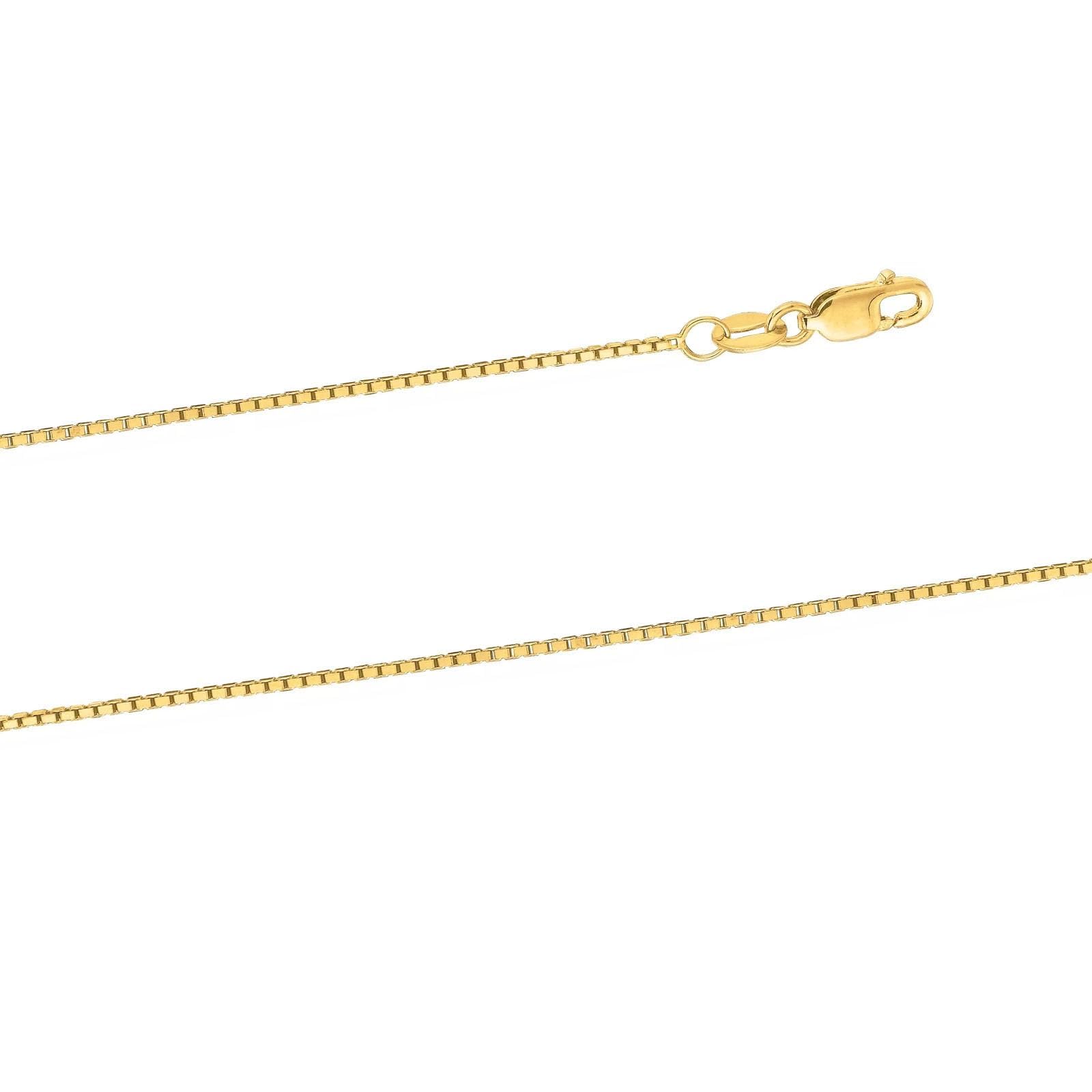 GOLDPAR 14K Yellow Gold Solid Box Chain 1.05mm Necklace for Women Jewelry with Lobster Clasp - 18"