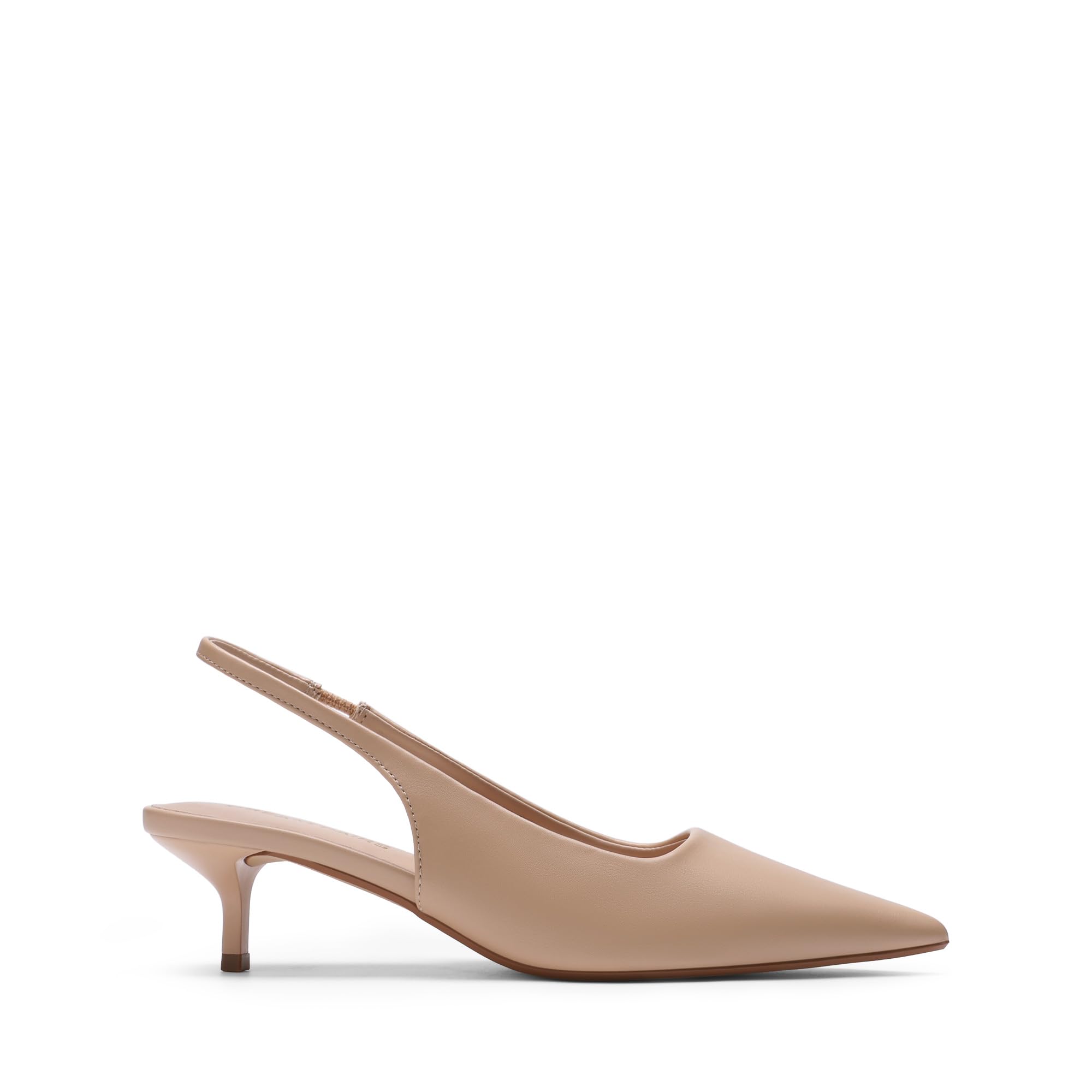 DREAM PAIRS Women's Kitten Heels Slingback Low Closed Toe Comfortable Pumps Pointed Toe Wedding Party Elegant Dress Shoes,Size 8,Nude,SDPU25093W