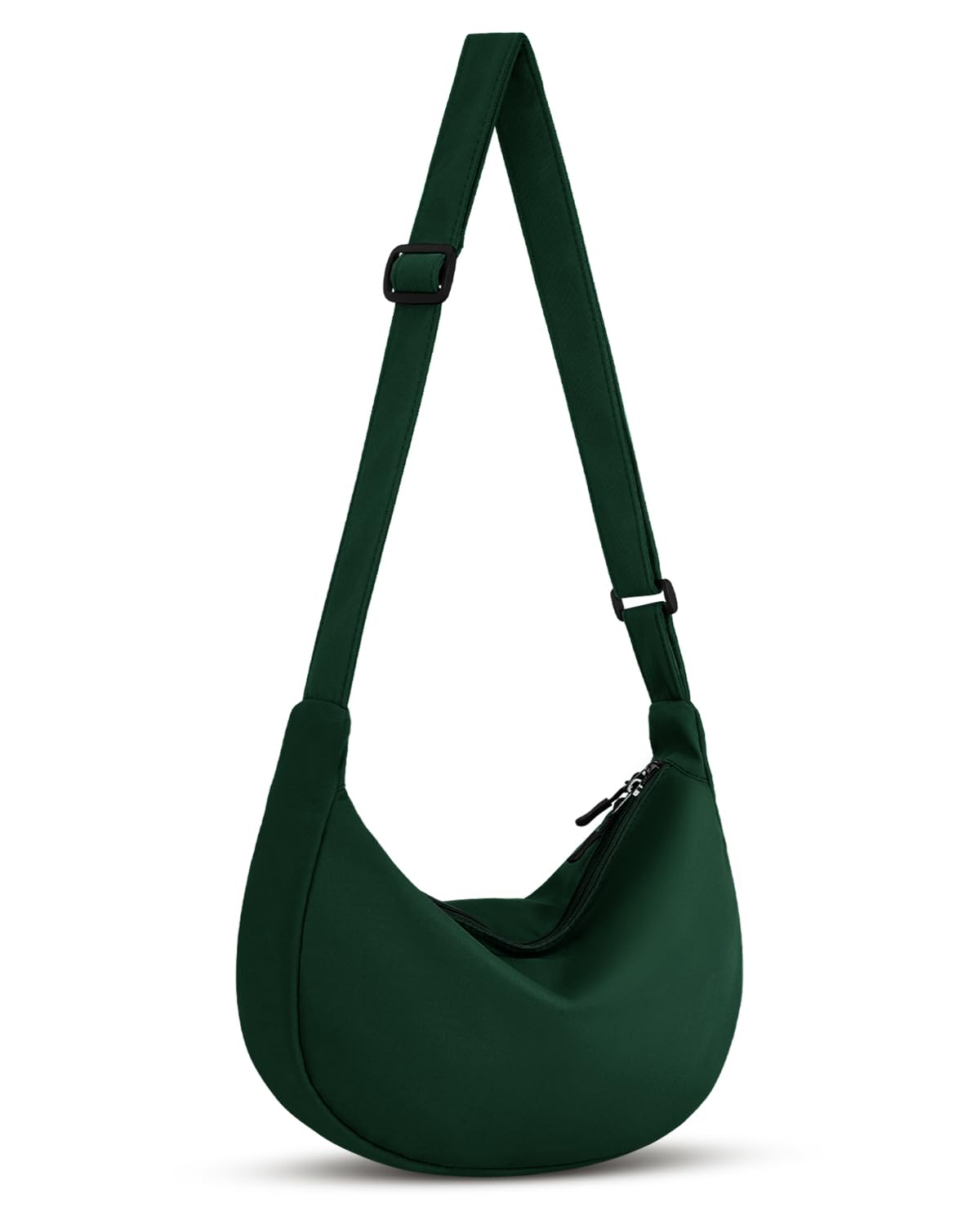 Crossbody Sling Bag for Women Men Trendy, Crescent Bag with Adjustable Strap, 2 Zippers Lightweight Nylon