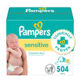 Pampers Baby Wipes Sensitive, Water Based Hypoallergenic and Unscented 504 Total (6 Flip-Top Packs)