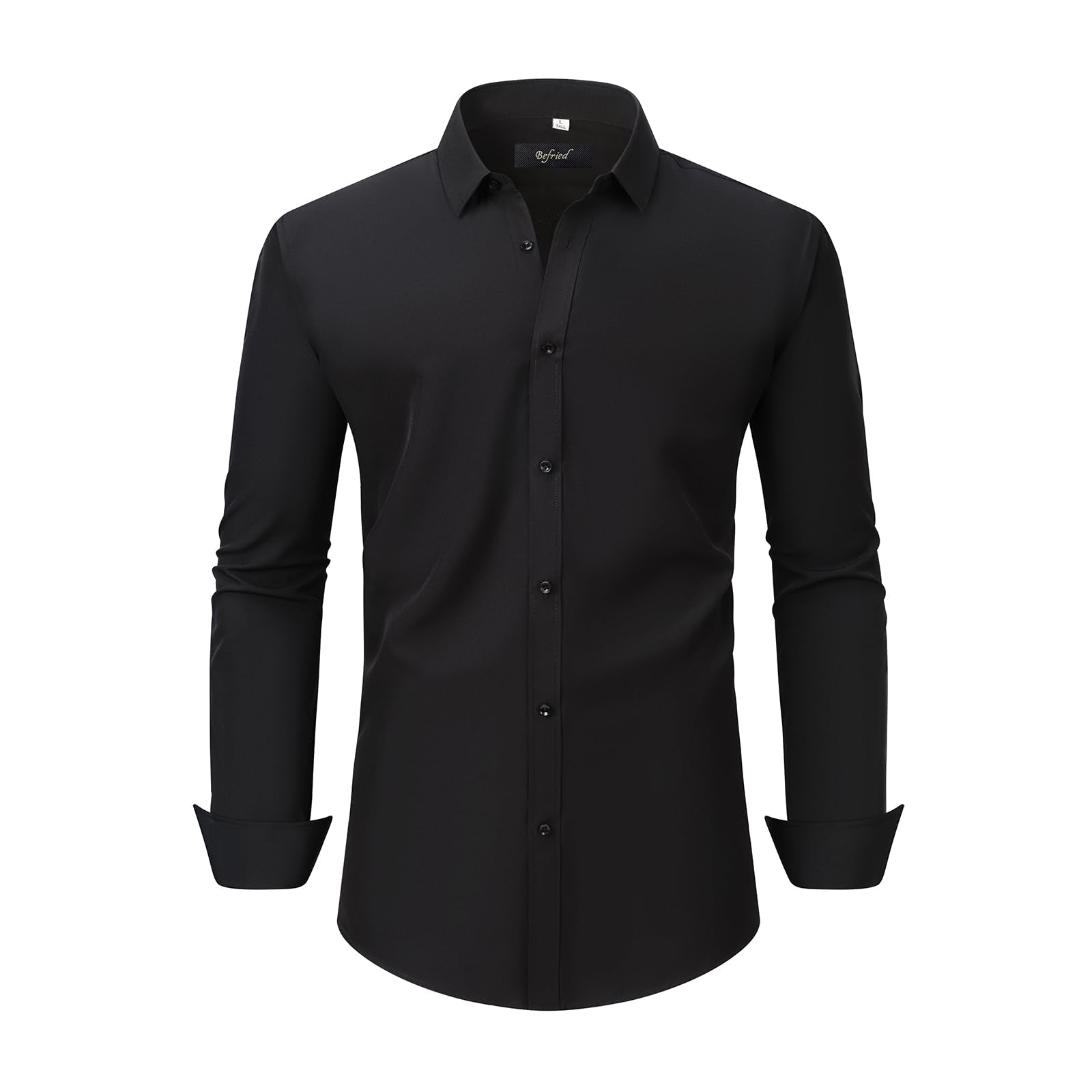 BEFRIED Dress Shirts for Men Big and Tall(Size XL Big-6XL Big Tall) Button Down Long Sleeve Tuxedo Black Shirts Business Casual Collared Shirt