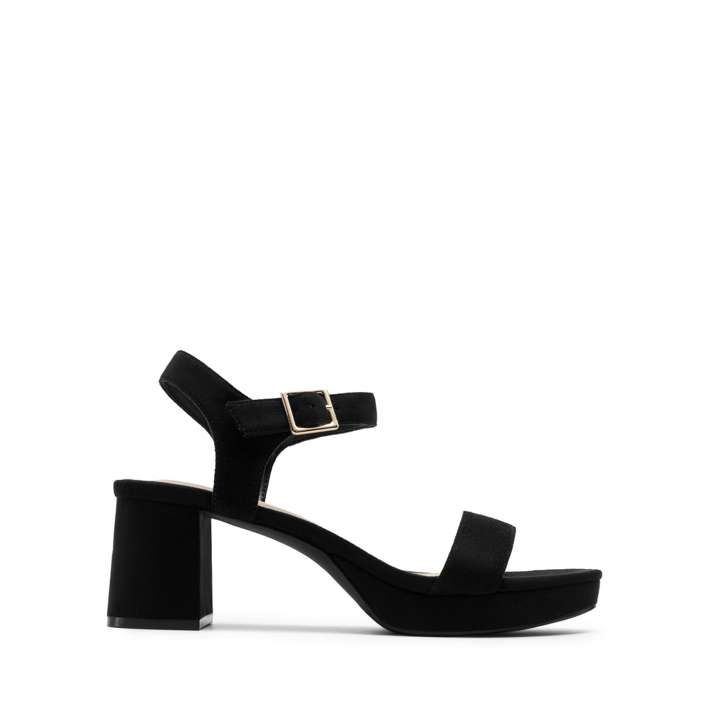 DREAM PAIRS Women's Platform Heels Block Chunky Open Toe Ankle Strap Heel Fashion Wedding Party Dress Sandals Shoes,Size 7,Black-Suede,DWUMHS2507