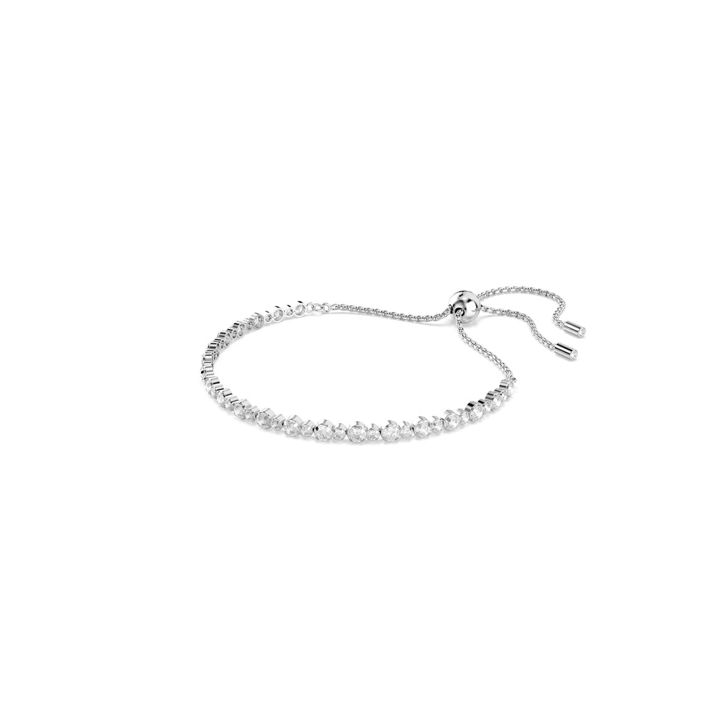 Swarovski Matrix Tennis bracelet, Mixed round cuts, clear, Rhodium finish