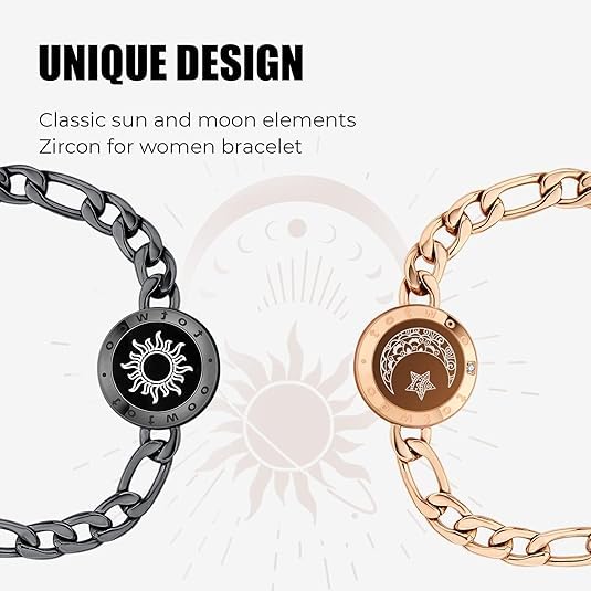 TOTWOO Touch Bracelets for Couples, Vibration & Light up for Love Couples Long Distance Relationship Gifts for Girlfriend Bluetooth Pairing Jewelry