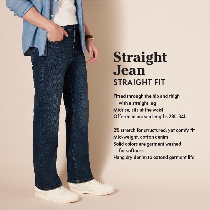 Amazon Essentials Men's Straight-Fit Stretch Jean - Discontinued Colors, Medium Wash, 38W x 28L