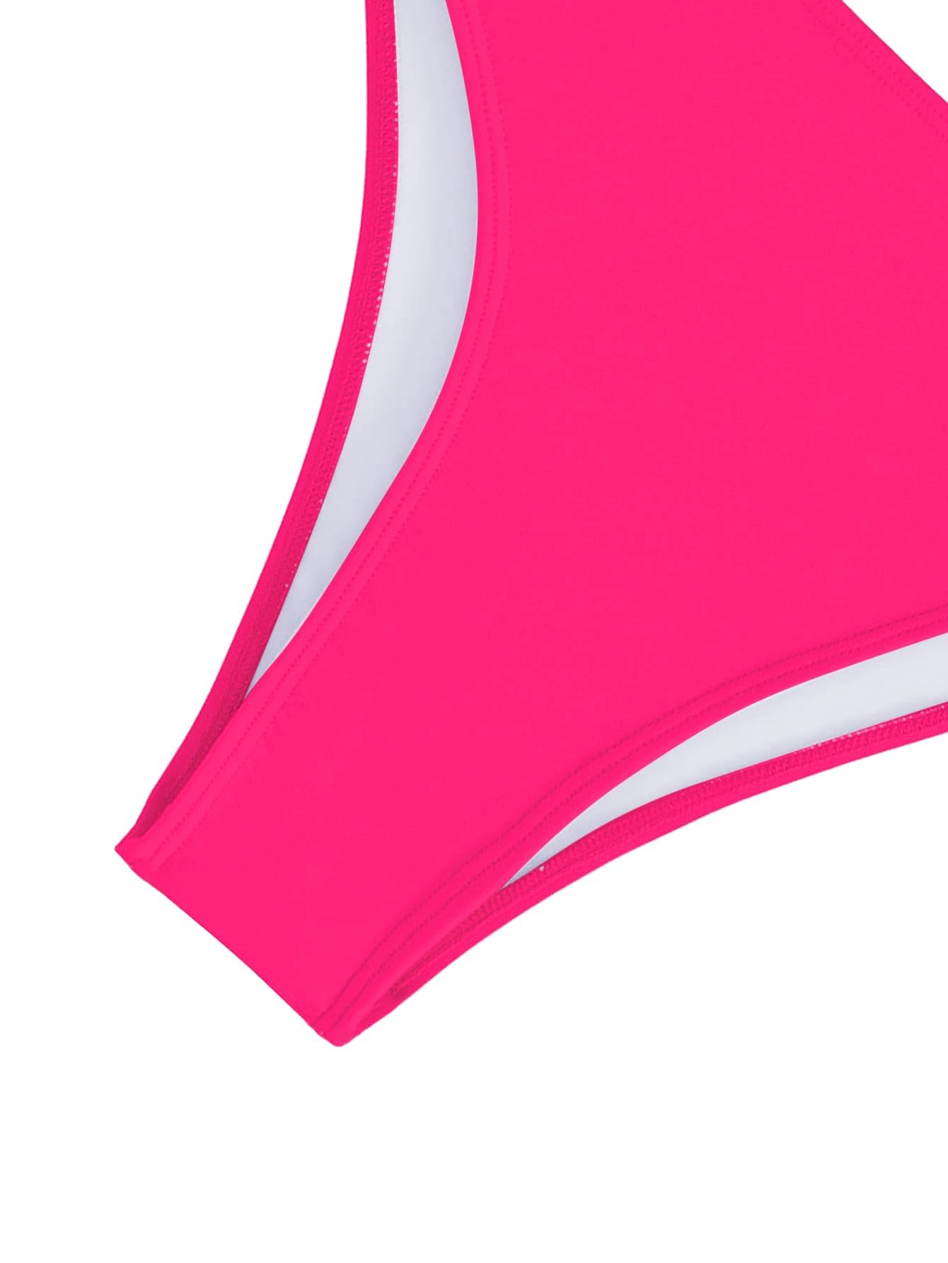 Lilosy Sexy Cutout Tube One Shoulder Swimsuit High Waist Piece Cheekly Bikini Brazilian Women Bandeau Bathing Suit Hot Pink X-Small