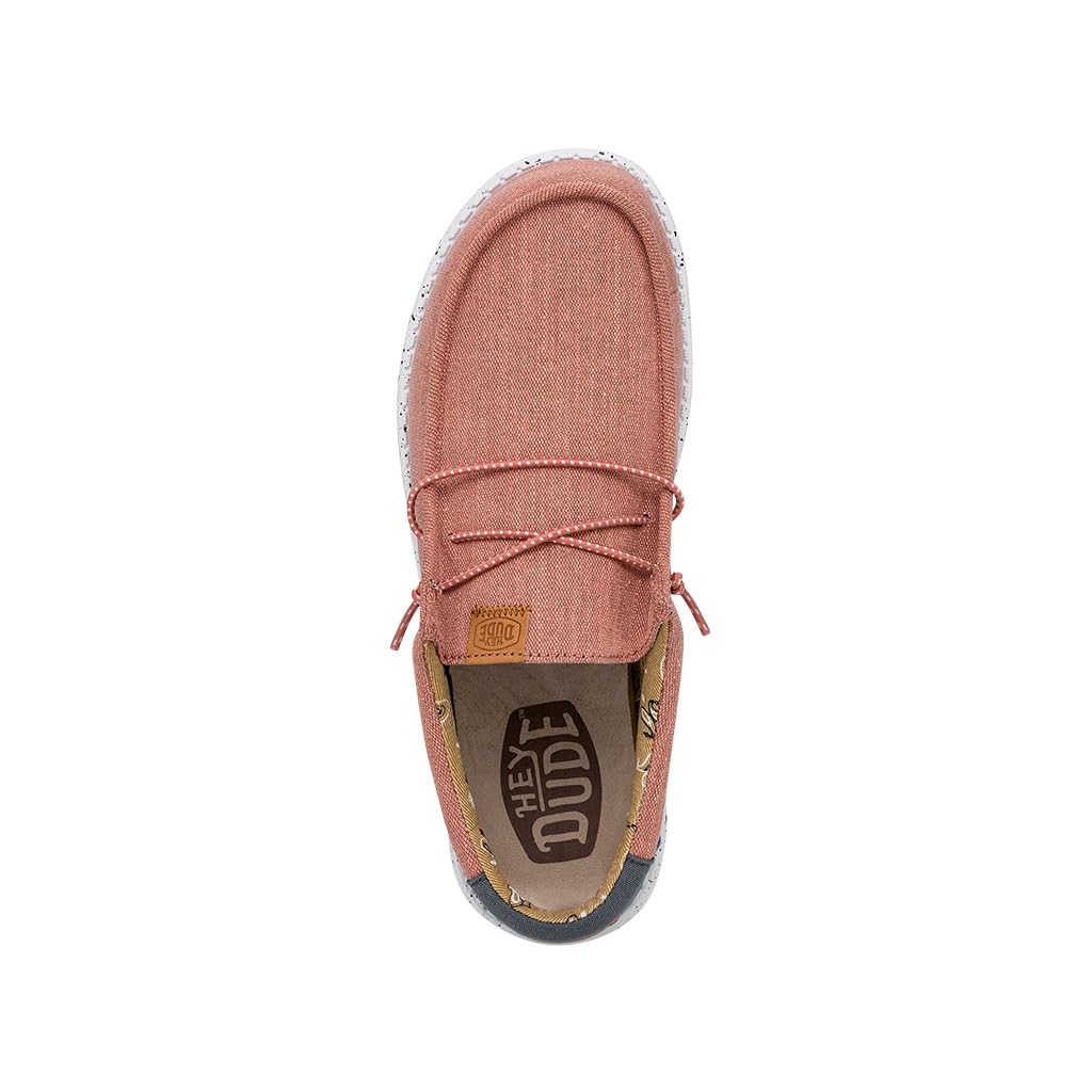 HEYDUDE Men's Wally Washed Canvas, Mens Shoes, Slip-on Loafers, Comfortable & Light-Weight Red