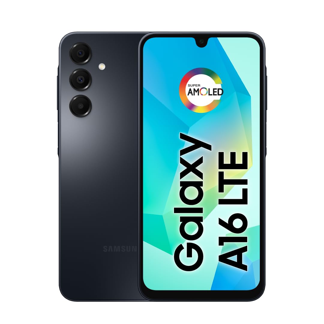 SAMSUNG Galaxy A16 4G Dual SIM (128GB, 2025) 6.7" 90Hz AMOLED, Splash Resistant, 8Core, 50MP Camera (Factory Unlocked International Model for GSM, Global) A165M/DS (25W Fast Charger Bundle, Black)
