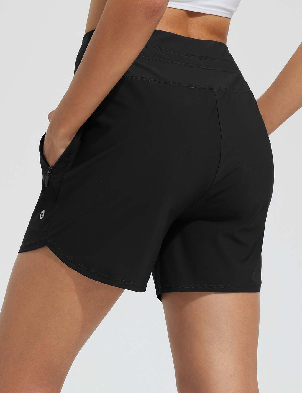 baleaf Swim Shorts Women High Waisted Board Shorts Quick Dry Swimming Shorts UPF50+ Modest Swimsuits 2026 Swim Bottoms with Boxer Liner Zipper Pockets Black L