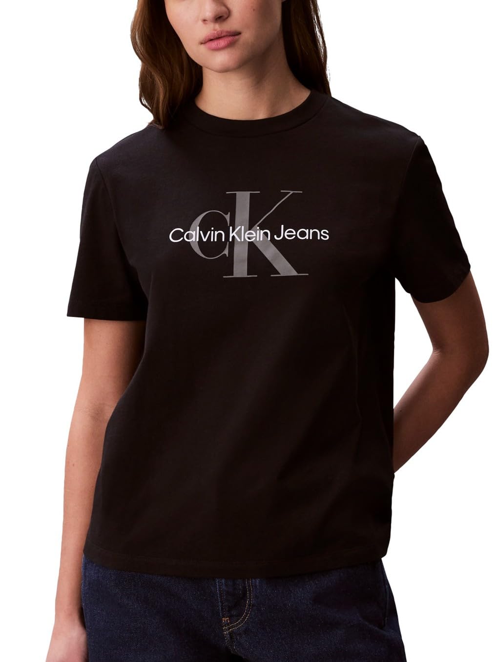Calvin Klein Women's Monogram Logo Crewneck T-Shirt Black