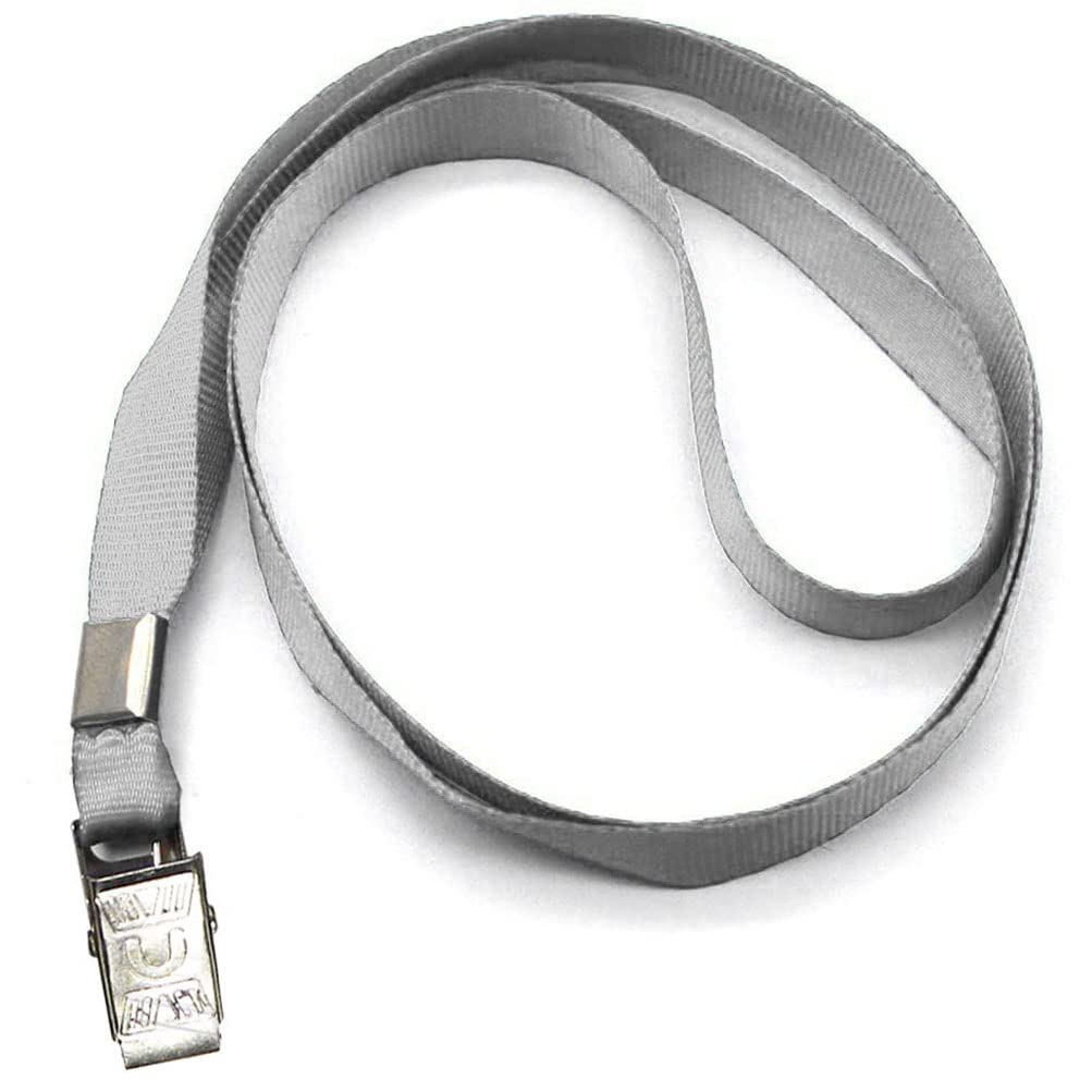 Beebel Gray Lanyards 100 Pack Nylon Flat Badge Lanyard for Id Badge Name Tag (Gray, 100 Pack)