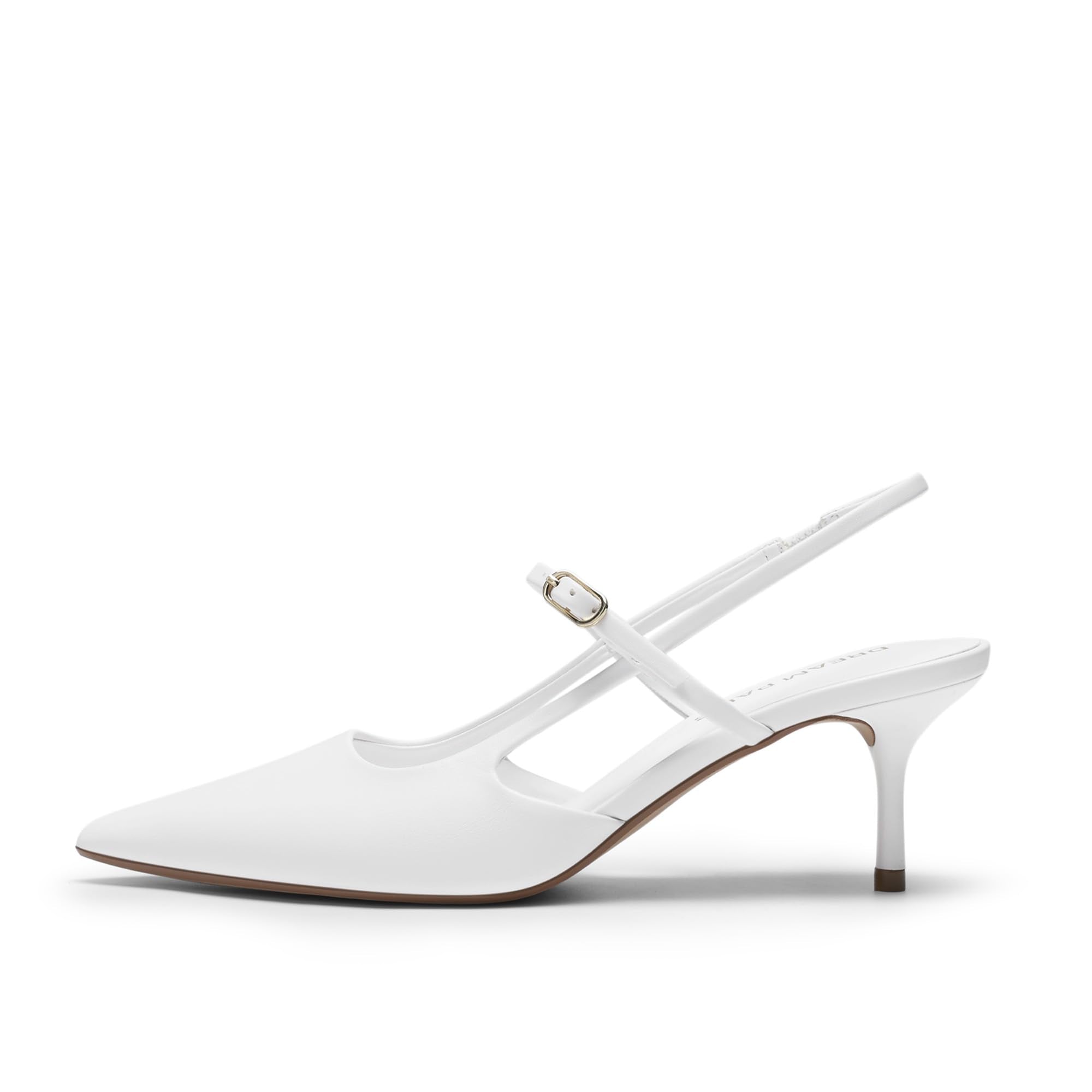 DREAM PAIRS Mary Jane Shoes Women Kitten Slingback Pointed Closed Toe Heels Dress Party Casual Comfortable Pumps Shoes,Size 7,White,SDPU26014W