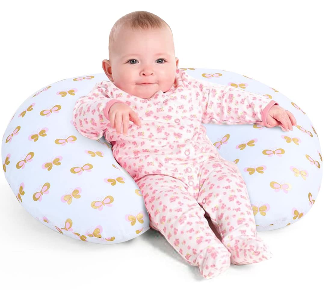Little Grape Land Nursing Pillow, Breastfeeding Pillows for Mom with Removable Cover and Breathable Filling, Feeding Support Pillow for 0-16 Months, Multifunctional Support Cushion, Butterfly