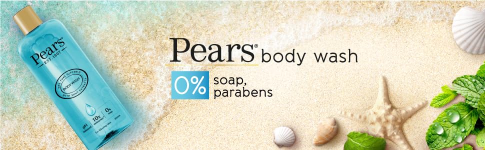 Pears Pure & Gentle Body Wash with Fresh Mint Extract - Nourishing Gel Cleanser with 10x More Moisturiser *- Beauty Bath for Moisturising Care - Suitable for Men and Women - 250ml (3 Pack)