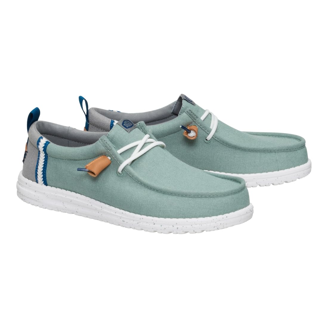 HEYDUDE Wally Craft Linen Iceberg Green/Moon Grey Size 11, Men’s Shoes, Slip-on Loafers, Comfortable & Light-Weight